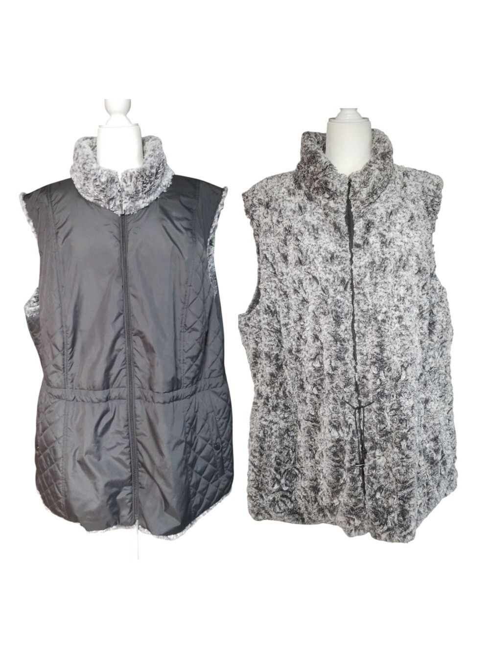 Dress Barn Black and Gray Reversible Vest